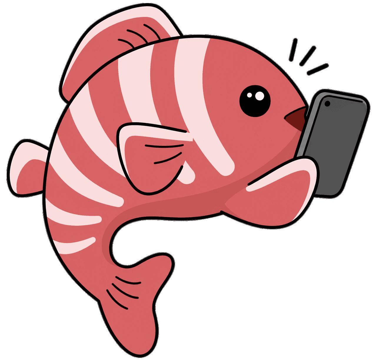 A fish making a video call on a phone